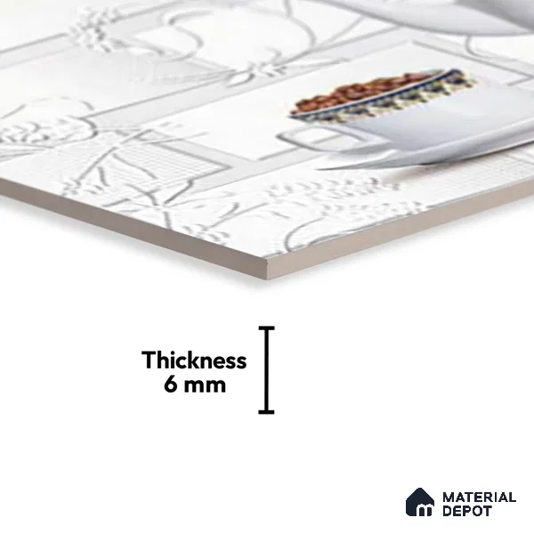 TL 01645 C Highlighter 2 Greyish White 18 x 12 inch Glossy Finish Ceramic Wall Tile - 6 mm