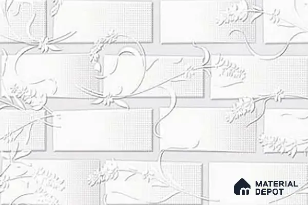 Patterned Wall Tile TL 01645 A Light Whitish White 18 x 12 inch Glossy Finish Ceramic Tile - 6 mm