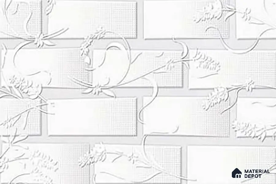 Patterned Wall Tile TL 01645 A Light Whitish White 18 x 12 inch Glossy Finish Ceramic Tile - 6 mm