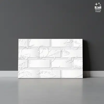 Patterned Wall Tile TL 01645 A Light Whitish White 18 x 12 inch Glossy Finish Ceramic Tile - 6 mm