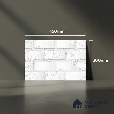 Patterned Wall Tile TL 01645 A Light Whitish White 18 x 12 inch Glossy Finish Ceramic Tile - 6 mm