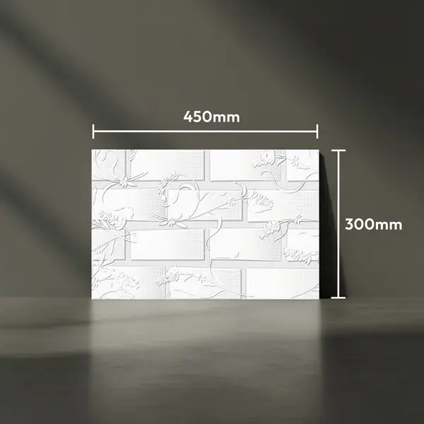 Patterned Wall Tile TL 01645 A Light Whitish White 18 x 12 inch Glossy Finish Ceramic Tile - 6 mm