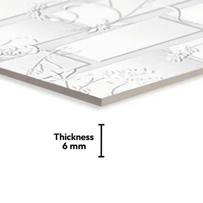 Patterned Wall Tile TL 01645 A Light Whitish White 18 x 12 inch Glossy Finish Ceramic Tile - 6 mm