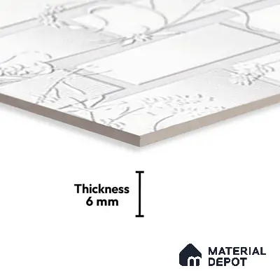 Patterned Wall Tile TL 01645 A Light Whitish White 18 x 12 inch Glossy Finish Ceramic Tile - 6 mm