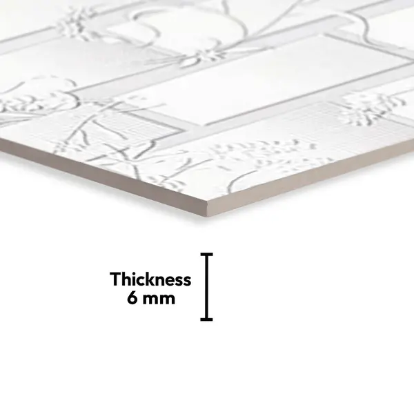 Patterned Wall Tile TL 01645 A Light Whitish White 18 x 12 inch Glossy Finish Ceramic Tile - 6 mm