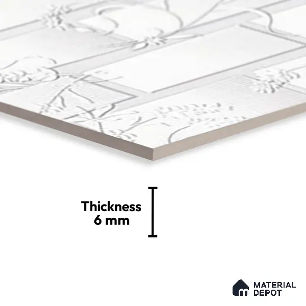 Patterned Wall Tile TL 01645 A Light Whitish White 18 x 12 inch Glossy Finish Ceramic Tile - 6 mm