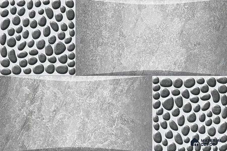 TL 01658 Stone Grey 18 x 12 inch Glossy Finish Ceramic Wall Tile - 6 mm (Random)