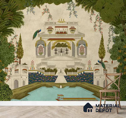H902312 Riwayaat, Rich Indian Theme Room Wallpaper Sukoon Series Canvas Abstract Design (Customised Size Wallpaper)
