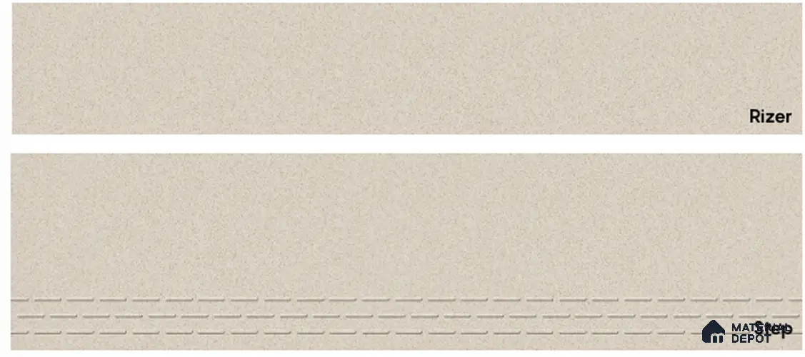 Plain Rock Crema Step 4x1 ft Tile Satin Matte Finish TL 10757 Vitrified Full Body Stair Tile - 9 mm