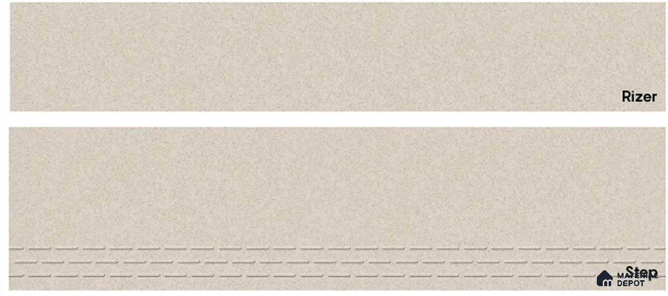 Plain Rock Crema Step 4x1 ft Tile Satin Matte Finish TL 10757 Vitrified Full Body Stair Tile - 9 mm