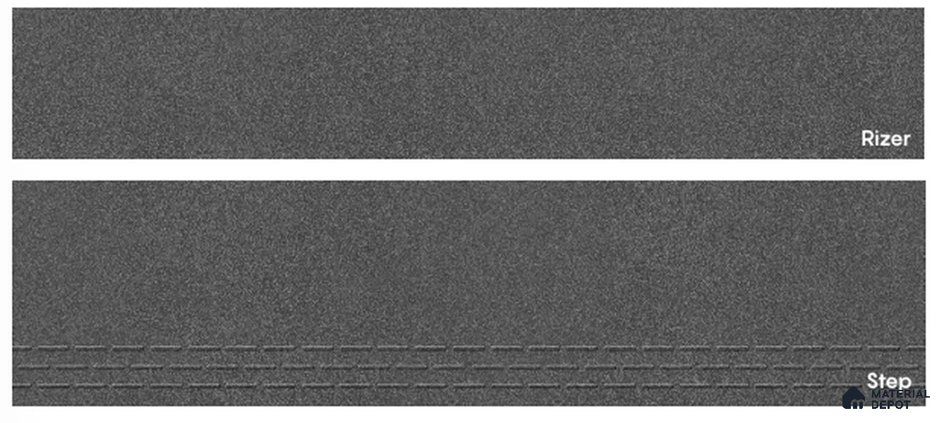 Plain Rock Nero Step 4x1 ft Tile Satin Matte Finish TL 10757 Vitrified Full Body Stair Tile - 9 mm