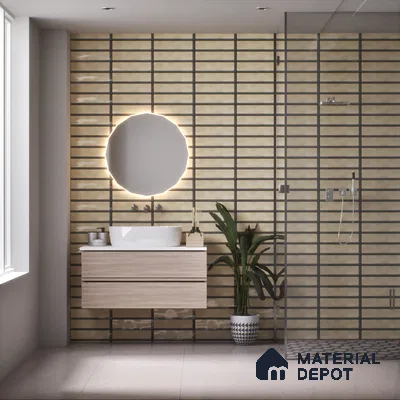 TL 03729 D Beige 300x100 mm Glossy Finish Ceramic Wall  Subway Tile - 5 mm (Sample)