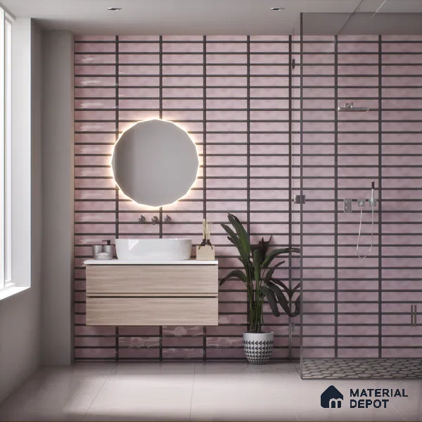 TL 03729 Rosa 300x100 mm Glossy Finish Ceramic Wall  Subway Tile - 5 mm (Sample)