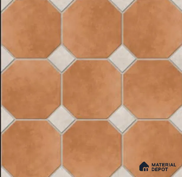 Budget Friendly Hexagonal Look Value for Money Parking Rosy Brown Floor Tile 16 x 16 inch | TL 00599 | Vitrified Matte Finish Tile - 12 mm | Suitable For Parking, Bathroom, Balcony & Terrace | Pattern Alignment May Vary | 2-3 mm Spacer is Mandatory