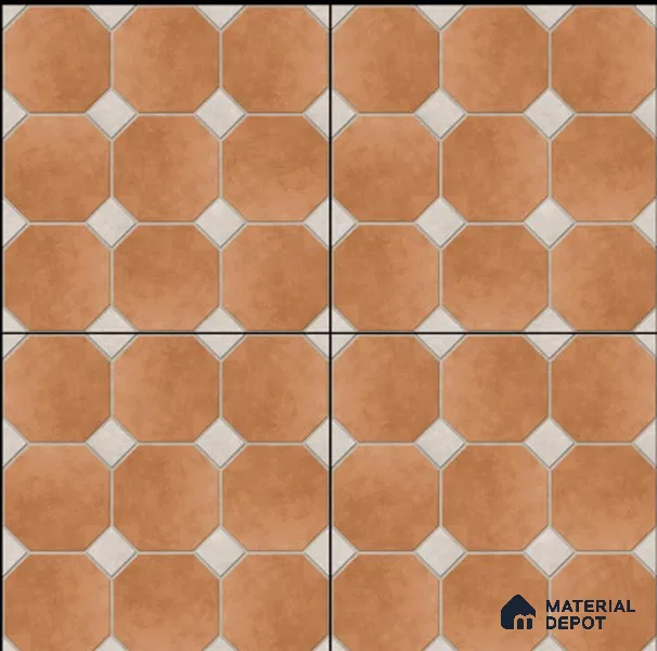 Budget Friendly Hexagonal Look Value for Money Parking Rosy Brown Floor Tile 16 x 16 inch | TL 00599 | Vitrified Matte Finish Tile - 12 mm | Suitable For Parking, Bathroom, Balcony & Terrace | Pattern Alignment May Vary | 2-3 mm Spacer is Mandatory