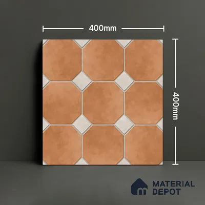Budget Friendly Hexagonal Look Value for Money Parking Rosy Brown Floor Tile 16 x 16 inch | TL 00599 | Vitrified Matte Finish Tile - 12 mm | Suitable For Parking, Bathroom, Balcony & Terrace | Pattern Alignment May Vary | 2-3 mm Spacer is Mandatory