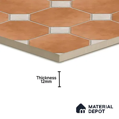 Budget Friendly Hexagonal Look Value for Money Parking Rosy Brown Floor Tile 16 x 16 inch | TL 00599 | Vitrified Matte Finish Tile - 12 mm | Suitable For Parking, Bathroom, Balcony & Terrace | Pattern Alignment May Vary | 2-3 mm Spacer is Mandatory
