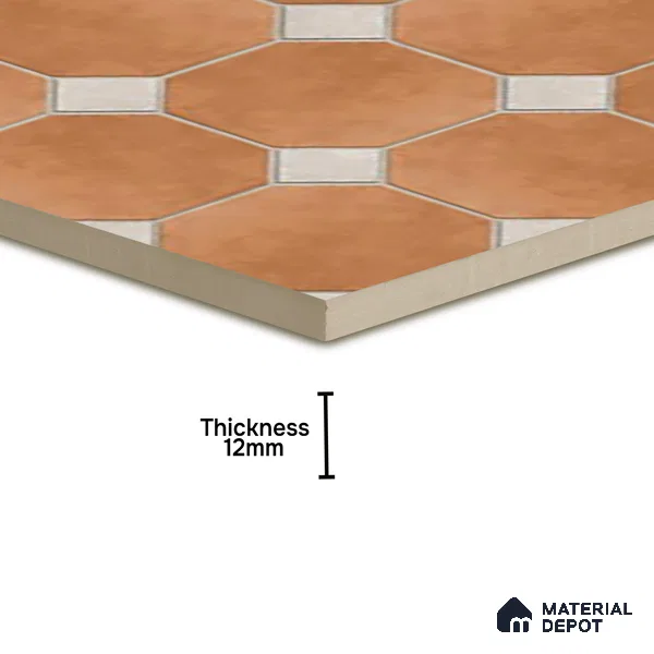 Budget Friendly Hexagonal Look Value for Money Parking Rosy Brown Floor Tile 16 x 16 inch | TL 00599 | Vitrified Matte Finish Tile - 12 mm | Suitable For Parking, Bathroom, Balcony & Terrace | Pattern Alignment May Vary | 2-3 mm Spacer is Mandatory