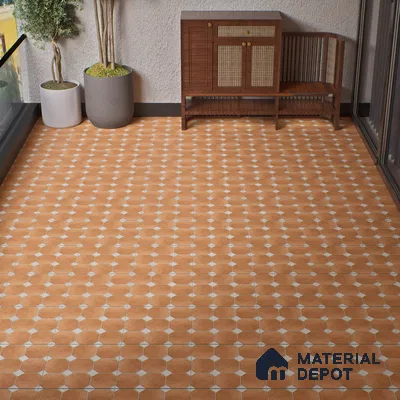 Budget Friendly Hexagonal Look Value for Money Parking Rosy Brown Floor Tile 16 x 16 inch | TL 00599 | Vitrified Matte Finish Tile - 12 mm | Suitable For Parking, Bathroom, Balcony & Terrace | Pattern Alignment May Vary | 2-3 mm Spacer is Mandatory