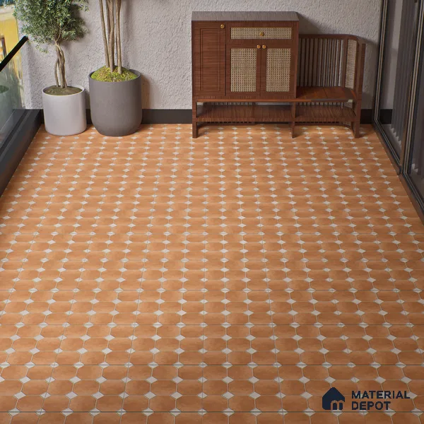 Budget Friendly Hexagonal Look Value for Money Parking Rosy Brown Floor Tile 16 x 16 inch | TL 00599 | Vitrified Matte Finish Tile - 12 mm | Suitable For Parking, Bathroom, Balcony & Terrace | Pattern Alignment May Vary | 2-3 mm Spacer is Mandatory
