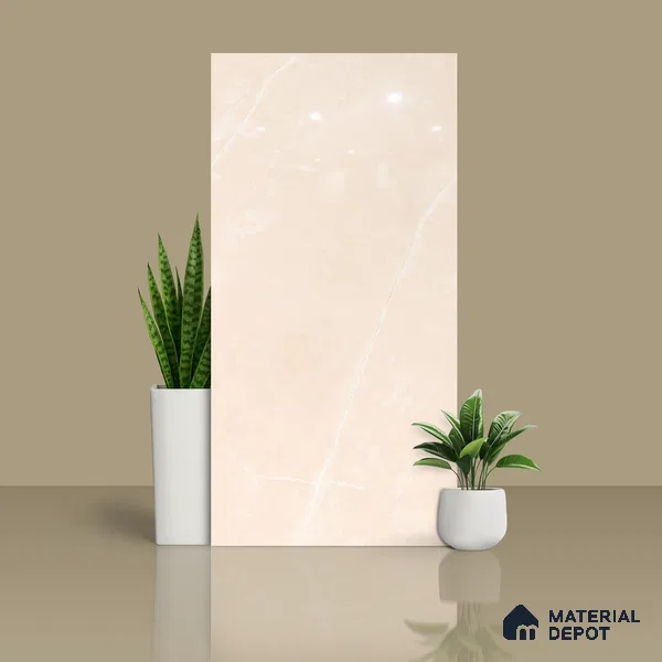 Budget Friendly Marble Floor & Wall Tile Value For Money TL 05581 Light Brown Armani Royal 4 ft x 2 ft - Vitrified Glossy Finish -9 mm | Suitable for Living Room, Bedroom & Bathroom