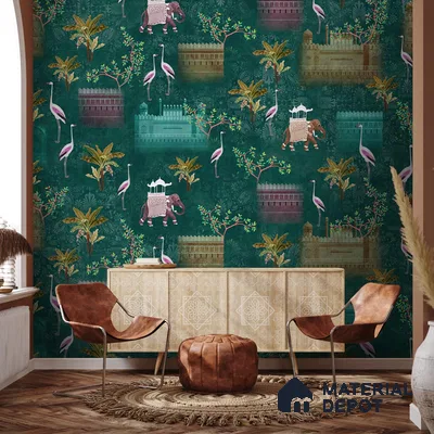 Royal Garden, an Indian Scenic Wallpaper Sukoon Series Canvas Nature Design (Customised Size Wallpaper)
