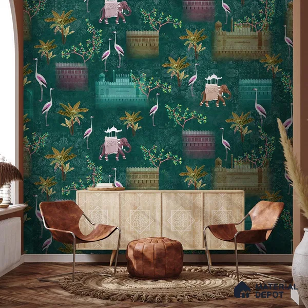 Royal Garden, an Indian Scenic Wallpaper Sukoon Series Canvas Nature Design (Customised Size Wallpaper)