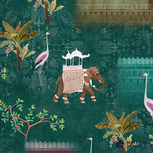 Royal Garden, an Indian Scenic Wallpaper Sukoon Series Handmade Nature Design (Customised Size Wallpaper)