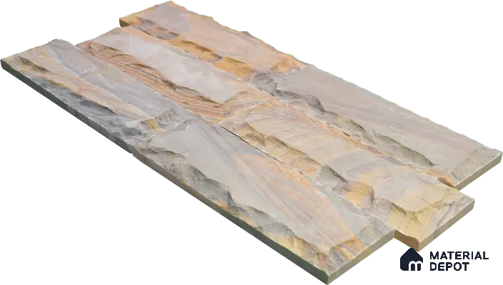 WL 00150 Ruby Chizel 100 x 300 mm Natural Stone Wall Cladding | 1 Sq. Ft. = 3 Pieces |  Stone is a Natural Product, Please Expect Variation in Shades