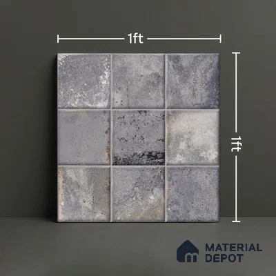 Rustic Wall & Floor Tile TL 05751 B Tones Ruby Crust 1 ft x 1 ft Ceramic Glossy Finish - 9 mm | Suitable for Living Room, Bedroom, Kitchen, Bathroom (Sample)