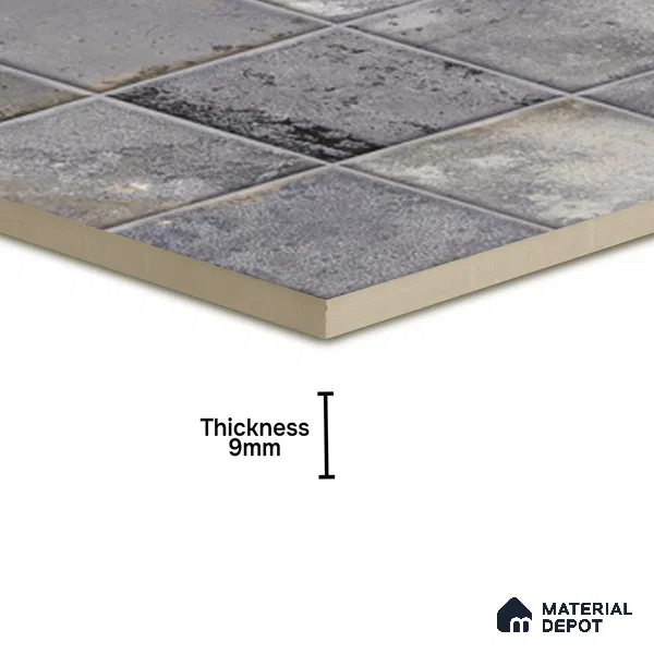 Rustic Wall & Floor Tile TL 05751 B Tones Ruby Crust 1 ft x 1 ft Ceramic Glossy Finish - 9 mm | Suitable for Living Room, Bedroom, Kitchen, Bathroom (Sample)