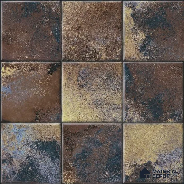 Rustic Wall & Floor Tile TL 05751 C Tones Ruby Coffee 1 ft x 1 ft Ceramic Glossy Finish - 9 mm | Suitable for Living Room, Bedroom, Kitchen, Bathroom (Sample)