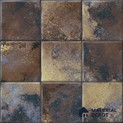 Rustic Wall & Floor Tile TL 05751 C Tones Ruby Coffee 1 ft x 1 ft Ceramic Glossy Finish - 9 mm | Suitable for Living Room, Bedroom, Kitchen, Bathroom
