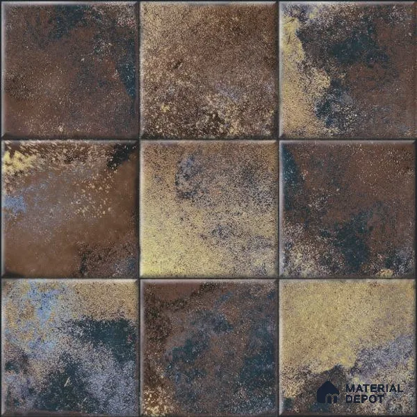 Rustic Wall & Floor Tile TL 05751 C Tones Ruby Coffee 1 ft x 1 ft Ceramic Glossy Finish - 9 mm | Suitable for Living Room, Bedroom, Kitchen, Bathroom