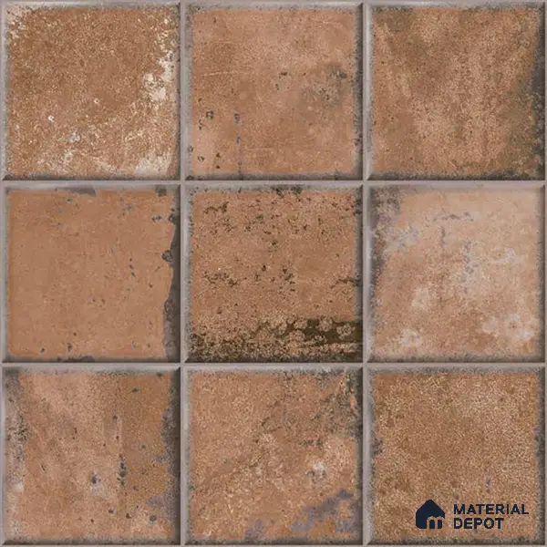 Rustic Wall & Floor Tile TL 05751 D Tones Ruby Birch 1 ft x 1 ft Ceramic Glossy Finish - 9 mm | Suitable for Living Room, Bedroom, Kitchen, Bathroom