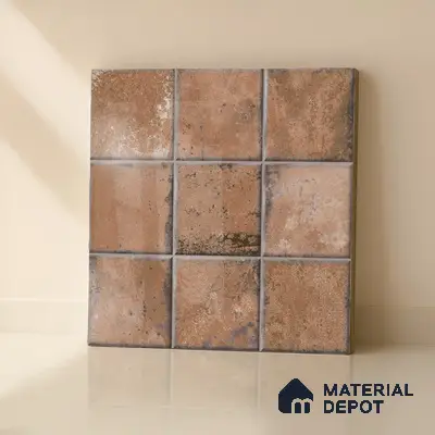 Rustic Wall & Floor Tile TL 05751 D Tones Ruby Birch 1 ft x 1 ft Ceramic Glossy Finish - 9 mm | Suitable for Living Room, Bedroom, Kitchen, Bathroom