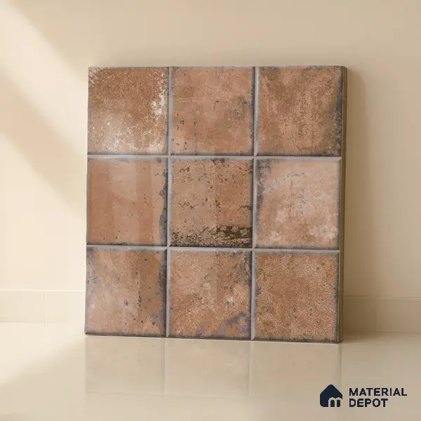 Rustic Wall & Floor Tile TL 05751 D Tones Ruby Birch 1 ft x 1 ft Ceramic Glossy Finish - 9 mm | Suitable for Living Room, Bedroom, Kitchen, Bathroom
