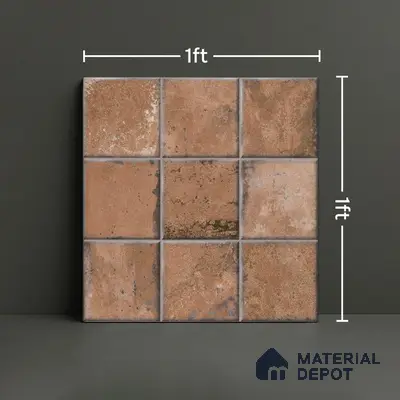 Rustic Wall & Floor Tile TL 05751 D Tones Ruby Birch 1 ft x 1 ft Ceramic Glossy Finish - 9 mm | Suitable for Living Room, Bedroom, Kitchen, Bathroom