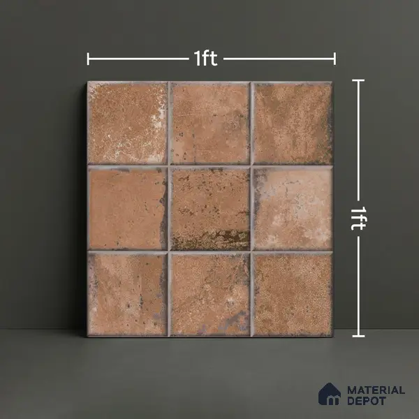 Rustic Wall & Floor Tile TL 05751 D Tones Ruby Birch 1 ft x 1 ft Ceramic Glossy Finish - 9 mm | Suitable for Living Room, Bedroom, Kitchen, Bathroom