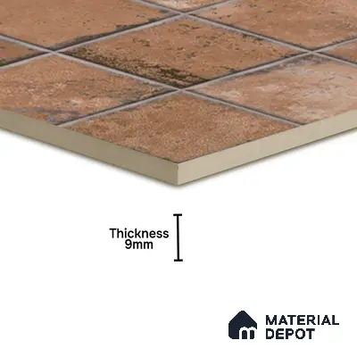 Rustic Wall & Floor Tile TL 05751 D Tones Ruby Birch 1 ft x 1 ft Ceramic Glossy Finish - 9 mm | Suitable for Living Room, Bedroom, Kitchen, Bathroom