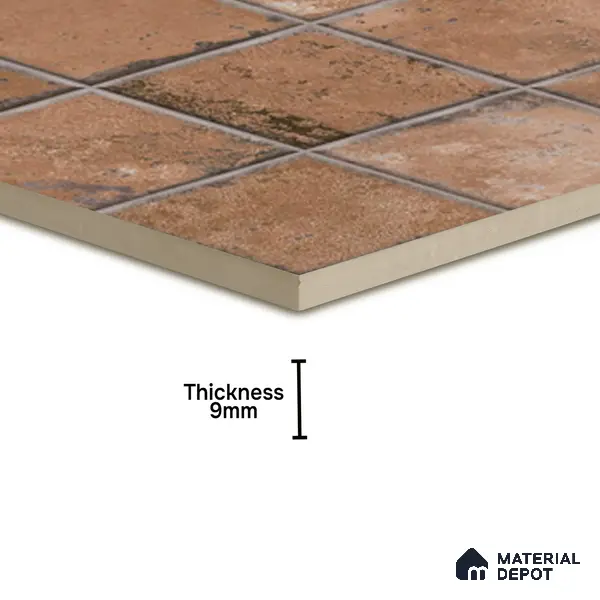 Rustic Wall & Floor Tile TL 05751 D Tones Ruby Birch 1 ft x 1 ft Ceramic Glossy Finish - 9 mm | Suitable for Living Room, Bedroom, Kitchen, Bathroom