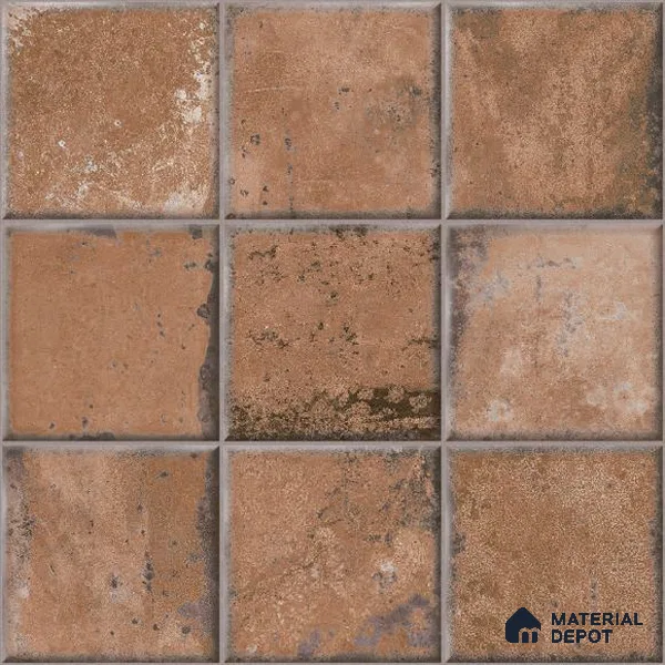 Rustic Wall & Floor Tile TL 05751 D Tones Ruby Birch 1 ft x 1 ft Ceramic Glossy Finish - 9 mm | Suitable for Living Room, Bedroom, Kitchen, Bathroom