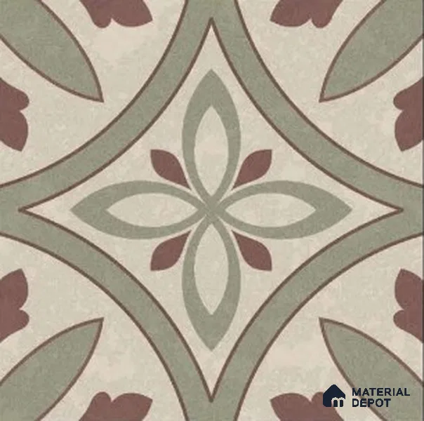TL 04200 Aisling Green 300 x 300 mm Sugar Matte Finish Moroccan Look Vitrified Wall & Floor Tile - 9 mm | Please Expect a Slight Variation of Pattern (Sample)