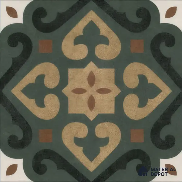 Moroccan Wall & Floor Tile TL 04206 Cielo Green 1 ft x 1 ft Sugar Matte Finish Vitrified Tile - 9 mm | Suitable for Bathroom, Kitchen, Balcony | Please Expect a Slight Variation of Pattern