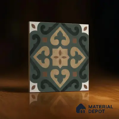 Moroccan Wall & Floor Tile TL 04206 Cielo Green 1 ft x 1 ft Sugar Matte Finish Vitrified Tile - 9 mm | Suitable for Bathroom, Kitchen,  Balcony | Please Expect a Slight Variation of Pattern