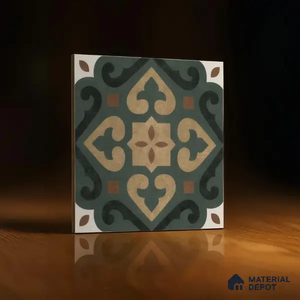 Moroccan Wall & Floor Tile TL 04206 Cielo Green 1 ft x 1 ft Sugar Matte Finish Vitrified Tile - 9 mm | Suitable for Bathroom, Kitchen, Balcony | Please Expect a Slight Variation of Pattern