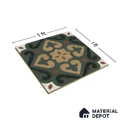 Moroccan Wall & Floor Tile TL 04206 Cielo Green 1 ft x 1 ft Sugar Matte Finish Vitrified Tile - 9 mm | Suitable for Bathroom, Kitchen,  Balcony | Please Expect a Slight Variation of Pattern