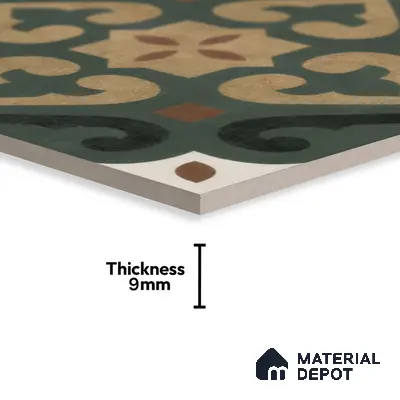 Moroccan Wall & Floor Tile TL 04206 Cielo Green 1 ft x 1 ft Sugar Matte Finish Vitrified Tile - 9 mm | Suitable for Bathroom, Kitchen,  Balcony | Please Expect a Slight Variation of Pattern