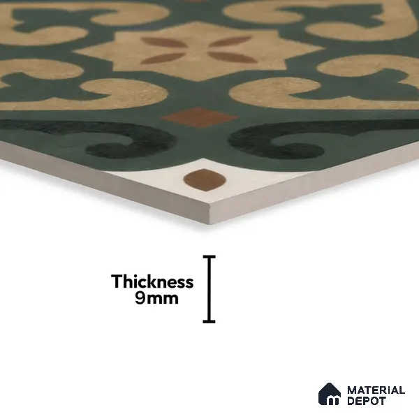 Moroccan Wall & Floor Tile TL 04206 Cielo Green 1 ft x 1 ft Sugar Matte Finish Vitrified Tile - 9 mm | Suitable for Bathroom, Kitchen, Balcony | Please Expect a Slight Variation of Pattern