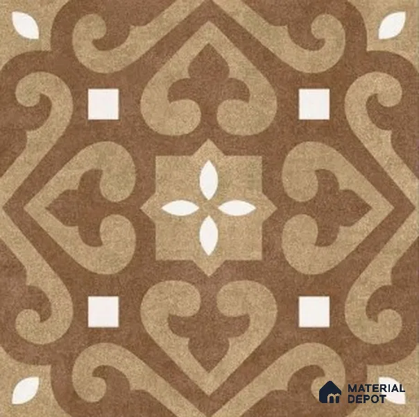 Moroccan Floor & Wall Tile TL 04205 Marikit Brown 1 ft x 1 ft Sugar Matte Finish Vitrified Tile - 9 mm | Suitable For Bathroom, Kitchen, Balcony | Please Expect a Slight Variation of Pattern